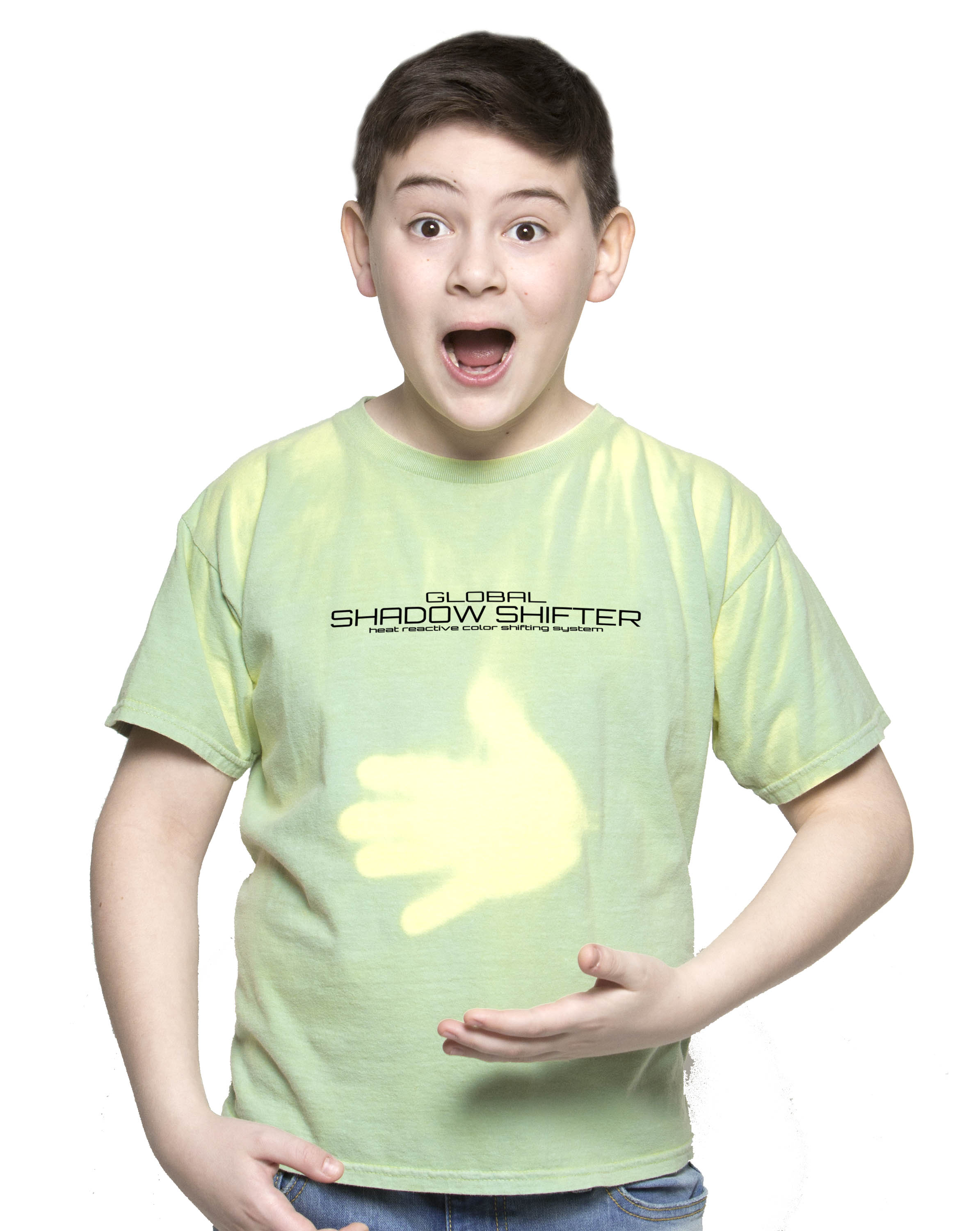 Shadow Shifter Color Changing Kids GREEN TO YELLOW T-Shirts like